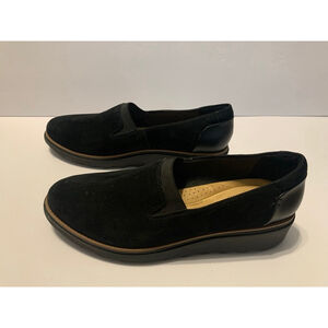 Women's Clarks Collection Black Suede Loafers Size 9